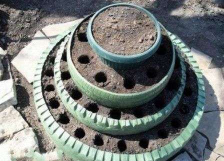 квітник з шин фото